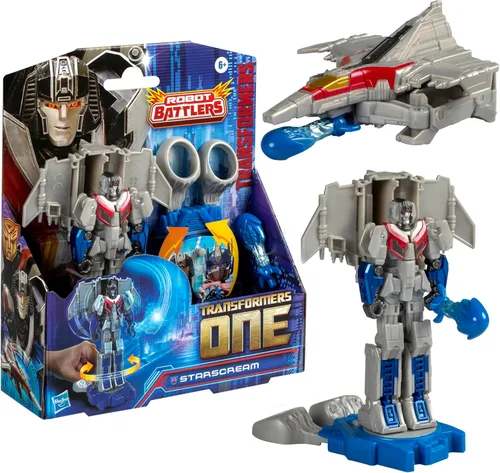 Transformers One Robot Battlers Starscream, figura de acción de robot de 4.5 pulgadas, juguetes interactivos para niños y niñas a partir de 6 años