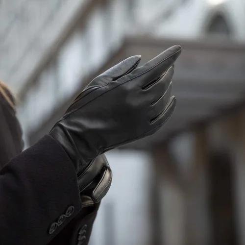 Miniatura 8 de Guantes clásicos con forro de cachemira de cuero para mujer