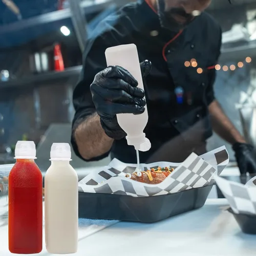 Miniatura 6 de WAYDA Botellas exprimibles para condimentos, paquete de 6 botellas exprimibles para salsas, recipiente de aderezo de ensalada de ketchup, botellas