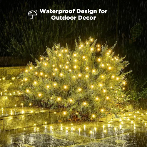 Miniatura 4 de BlcTec Luces de Navidad mejoradas para exteriores, 176 LED, 8.7 pies x 5.2 pies, luces de red de Navidad con certificación UL, 8 modos