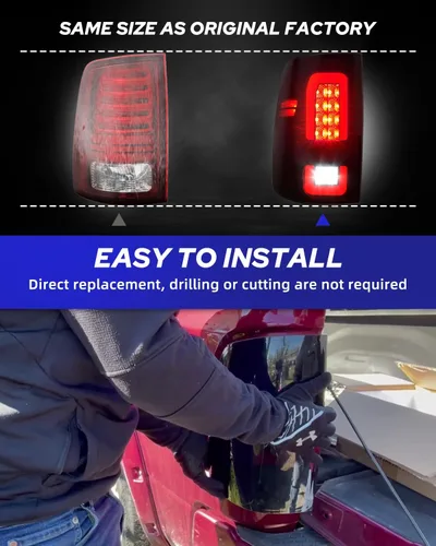 Miniatura 3 de AUTOONE Conjunto de Luz Trasera LED Completa Ram para Dodge Ram 1500 2009, Ram 1500 2500 3500 2010-2018, Lado del Conductor y Pasajero con Lente