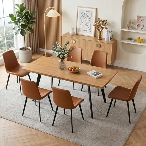 Miniatura 15 de Zerifevni 47.2"- 62.9" Extendable Dining Table Set of 5 Kitchen Table with 4 Dining Chairs, Modern Gray Wood Grain, Waterproof Scratchproof for