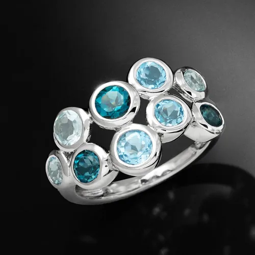 Miniatura 4 de Ross-Simons 2.50 ct. t.w. Tonal Blue Topaz Bubble Ring in Sterling Silver