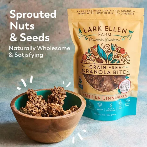Miniatura 5 de Lark Ellen Farm Bocados de granola libre de granos, paleo; deliciosos aperitivos veganos orgánicos certificados sin gluten y cereal hecho de nueces