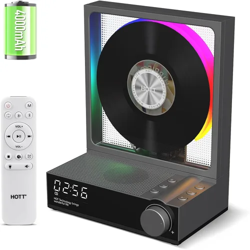 HOTT - Reproductor de CD portátil, reproductores de CD retro Bluetooth 5.3 para el hogar, reproductor de música con altavoz de alta fidelidad, 4000