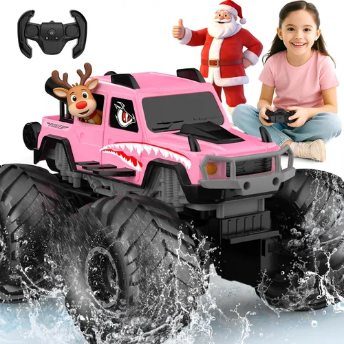 Miniatura 10 de NQD® Juguetes de Camión Monstruo, Camión RC 4x4 Impermeable con Rotación 360°, Camiones Monstruo Anfibios de Control Remoto, 2.4GHz Todo Terreno Azul