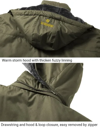 Miniatura 5 de Chaqueta de esquí para hombre, de invierno, con forro polar cálido, impermeable, cortavientos, con capucha, para montaña, senderismo, nieve y lluvia