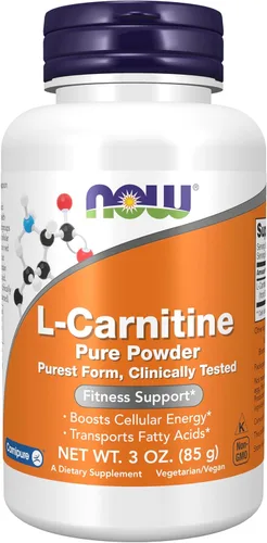 NOW Suplementos, L-carnitina (tartrato de L-carnitina) polvo puro, aumenta la energía celular, aminoácidos, 3 onzas