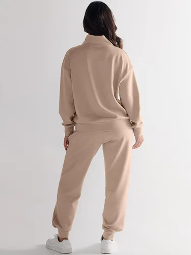 Miniatura 5 de ANRABESS Womens 2 Piece Outfits Sweatsuit Half Zip Long Sleeve Cropped Sweatshirt Jogger Sweatpants Travel Tracksuit Set