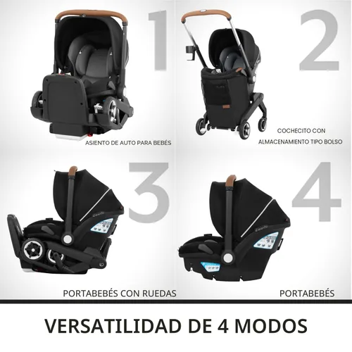 Miniatura 3 de Evenflo GOLD Shyft DualRide Silla de coche y cochecito para bebé Combo con almacenamiento de equipaje (Gris Luna de Miel)