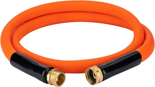 EASTRANS Manguera de jardín corta de 15 pies x 5/8 pulgadas, manguera de agua naranja resistente con conector de latón macizo de 3/4 pulgadas,