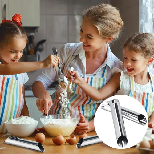 Miniatura 7 de Yexiya 50 tubos de cannoli de acero inoxidable, moldes de cuerno de crema, moldes de pastelería danesa antiadherentes para croissant, conchas