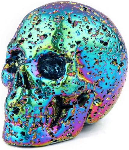 Miniatura 2 de Skullis Calavera de cristal de piedra de lava caliente de 2.0 pulgadas, escultura de arte fino de piedra preciosa tallada a mano, estatua de piedra