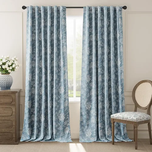 Miniatura 32 de jinchan Cortinas Opacas Florales para Dormitorio, 63 Pulgadas de Largo Cortinas Opacas con Estampado de Flores, Estilo Campo Francés con Pestañas