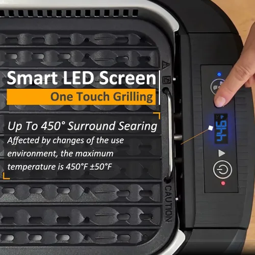 Miniatura 3 de CUSIMAX - Parrilla eléctrica sin humo para interiores, parrilla eléctrica coreana portátil de 1500 W con pantalla inteligente LED y tapa de vidrio