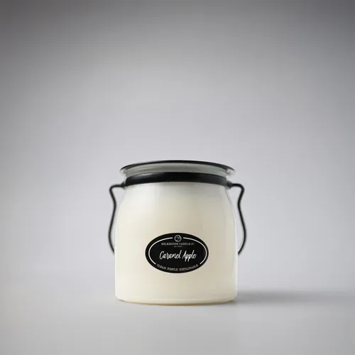Miniatura 7 de Milkhouse Candle Company Vela de soja de manzana y caramelo, rodajas de manzana, canela, perfumada a vainilla dulce, tarro de mantequilla de 16