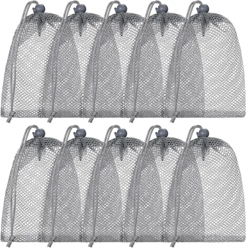 TecUnite 10 bolsas de malla con cordón, bolsas de lavandería grandes de malla de nailon para regalo, bolsa para lavavajillas con cordón deslizante