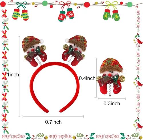 Miniatura 2 de Juego de 12 diademas y sombreros de Navidad para fiestas, decoración navideña para fiestas de temporada navideña y accesorios para cabina de fotos