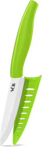 Miniatura 8 de Vos Cuchillo de pelar de cerámica - Hoja de circonia de 4 pulgadas con funda protectora - Cuchillo de cocina para frutas y verduras (Negro)