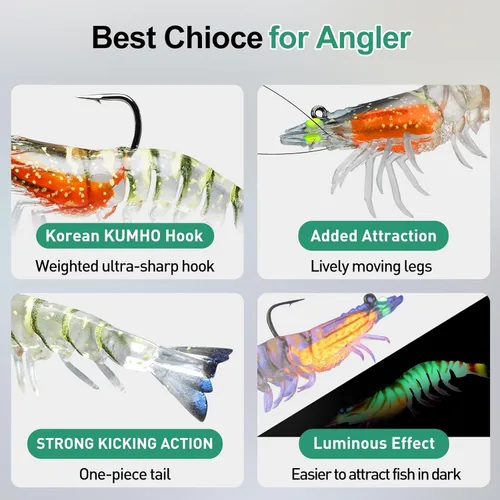 Miniatura 7 de TRUSCEND Duramax TPE Soft Fishing Lures with BKK Hooks, Shrimp & Crayfish Pro Fishing Baits, Curly & Paddle Tail Lure for Trembly Sinking &