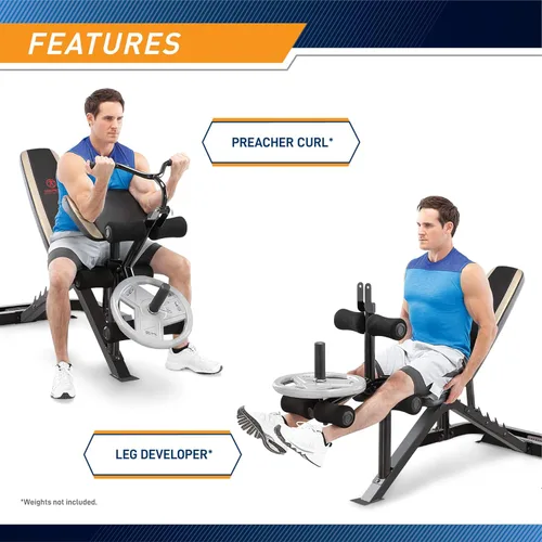 Miniatura 5 de Marcy Olympic Workout Bench for Home Gym Strength Training Equipment with Preacher Curl Pad and Weight Rack Storage, White/Black
