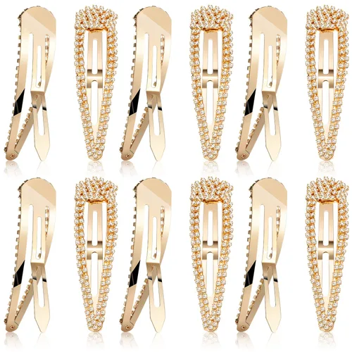 Miniatura 4 de Geyoga 6 pinzas para el cabello con diamantes de imitación a presión de 4 pulgadas, pasadores de metal para el cabello, horquillas de cristal