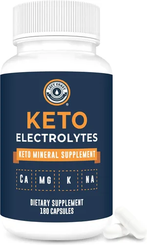 Suplemento de electrolitos Keto, 180 cápsulas. Pastillas de electrolitos para dieta cetogénica. Magnesio, potasio, sodio, calcio. Tabletas Keto para