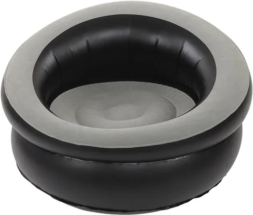 Miniatura 5 de Luqeeg Sofá inflable, sofá de aire flocado, sofá inflable, sofás, silla inflable para dormitorio, oficina, patio, balcón, campamento, viajes (gris)