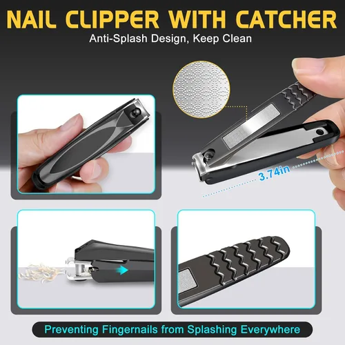 Miniatura 3 de Cortaúñas para adultos mayores con amplia apertura, cortaúñas grandes con mango largo para hombres, cortaúñas afiladas y resistentes con atrapador