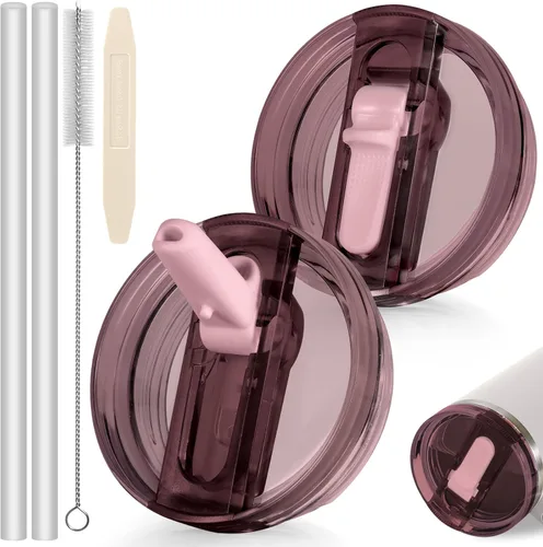 Miniatura 36 de 14 oz Tapa con popote abatible de repuesto para accesorios de vaso Stanley, 2 tapas antiderrames a prueba de derrames para vasos Stanley de 14 oz