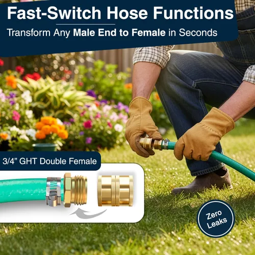 Miniatura 2 de DBR Tech® Adaptador de manguera hembra a hembra Conector de manguera de jardín resistente a prueba de fugas, accesorios de latón de agua GHT