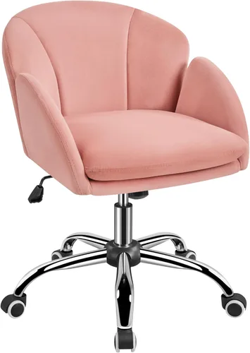 Miniatura 14 de Yaheetech Silla Linda de Escritorio para Hogar y Oficina, Silla Ajustable Moderna Tapizada Giratoria con Respaldo y Brazos para Trabajo, Estudio