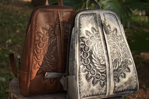 Miniatura 4 de Mochila para mujer, piel auténtica, bandolera de mano