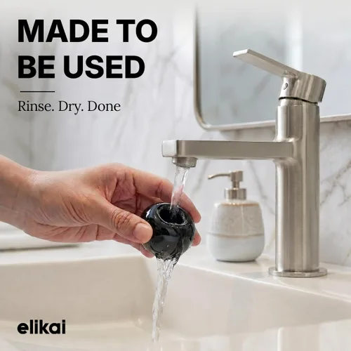 Miniatura 7 de ELIKAI Porta cepillos de dientes de cerámica con bandeja de baño, organizador de encimera para cepillos de dientes y accesorios, juego de soporte