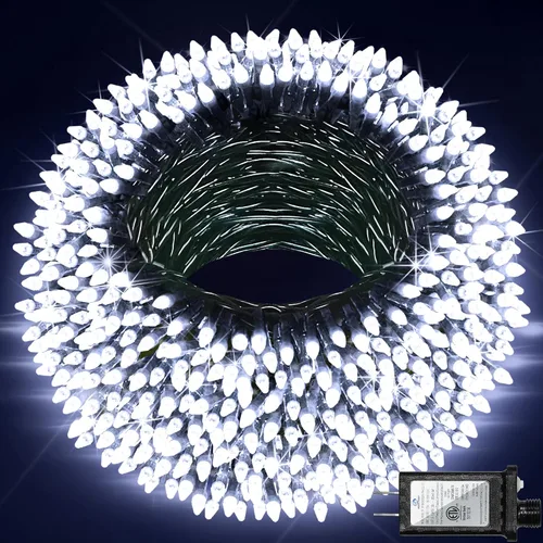 Miniatura 10 de Paquete de 2 Total 200 Pies 600 Luces LED de Navidad en Cadena, Luces de Árbol de Hadas Blanco Frío Conectables, 8 Modos y Temporizador Luces