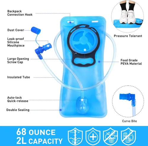 Miniatura 5 de Rave Hydration Pack, Hydration Backpack with 2L Hydration Bladder, Festival Essential Water Backpack for Hiking, Running, Cycling, and Music Púrpura
