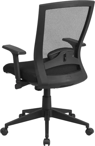 Miniatura 4 de Flash Furniture Cleo Silla de oficina ergonómica giratoria ejecutiva de malla negra con ajuste de ángulo trasero y brazos ajustables