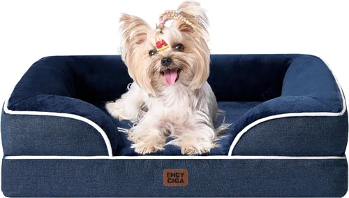 Miniatura 14 de EHEYCIGA - Cama ortopédica para perro grande, impermeable, de espuma viscoelástica y espuma tipo caja de huevos, bordes elevados, antideslizante
