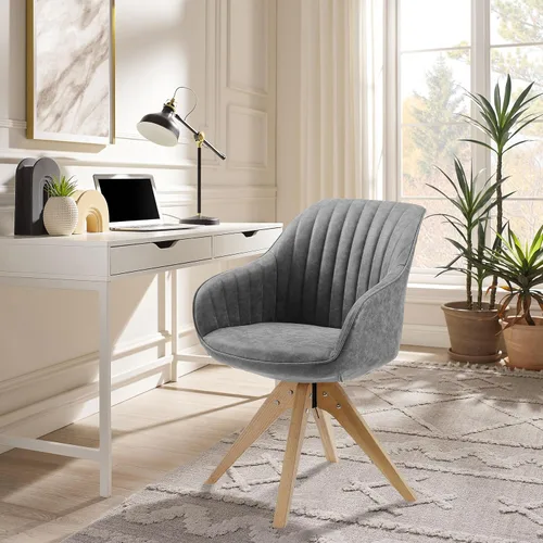 Miniatura 19 de Zouron Silla giratoria moderna de mediados de siglo con patas de metal dorado, silla de escritorio tapizada sin ruedas, silla de oficina lateral Oro