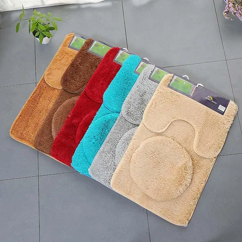 Miniatura 3 de Juego de 3 tapetes de baño para baño, suaves, antideslizantes, suaves, en forma de U, tapete para inodoro, tapete de baño y tapa de inodoro