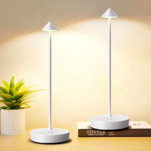 Miniatura 7 de Juego de 2 lámparas de mesa recargables inalámbricas, lámpara de escritorio LED de 6000 mAh con batería, control táctil, atenuación de 3