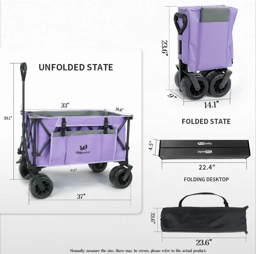 Miniatura 2 de Whitsunday Carro plegable, gran capacidad, 400 libras, ruedas todo terreno, carro utilitario resistente para jardinería, compras, pesca, campamento