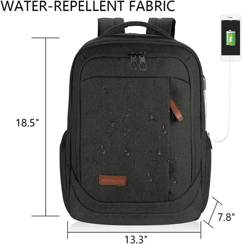 Miniatura 3 de KROSER Mochila grande para computadora portátil para laptop de hasta 17.3 pulgadas con puerto de carga USB, mochila de viaje repelente al agua