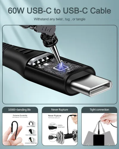Miniatura 2 de Cable USB tipo C para iPhone 17e 17 para Apple iPhone 16e/16/15 Plus/17 Pro Max, cable de carga rápida de 6 pies de Android tipo C a C para Samsung