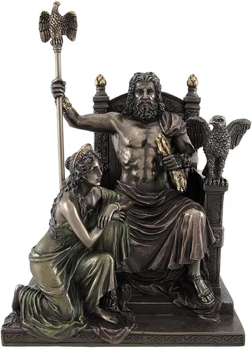 Miniatura 2 de Things2Die4 Zeus y Hera bronceados en la estatua del trono con acentos