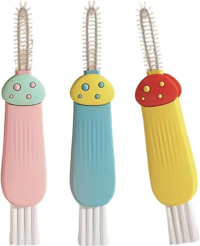 3 unids 3 en 1 taza tapa huecos cepillo de limpieza multifuncional botella cepillo de limpieza para botella de agua taza tapa hueco para huecos de