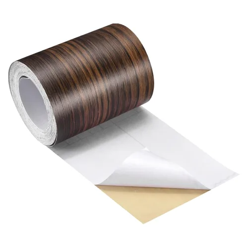 Miniatura 12 de uxcell Cinta de grano de madera, 3.94 pulgadas x 16.41 pies, adhesivo de papel de pared autoadhesivo para pared, esquina, mesa, puerta, sofá, rojo