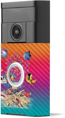 Miniatura 34 de MightySkins - Piel de fibra de carbono para timbre de video con anillo – Madera abstracta Acabado de fibra de carbono texturizado protector