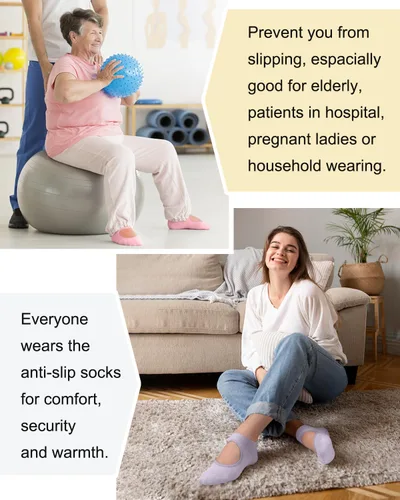 Miniatura 7 de Calcetines de pilates antideslizantes para mujer, calcetines atléticos de yoga para barre ballet, descalzo, entrenamiento, hospital