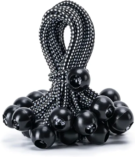 Miniatura 18 de Paquete de 30 cuerdas elásticas con bola, cuerdas elásticas resistentes de 4 pulgadas, lona de toldo con bolas elásticas para amarre de dosel